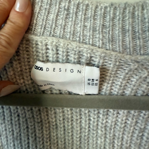 ASOS Light Gray Knit open Cardigan size 6 - Picture 6 of 8